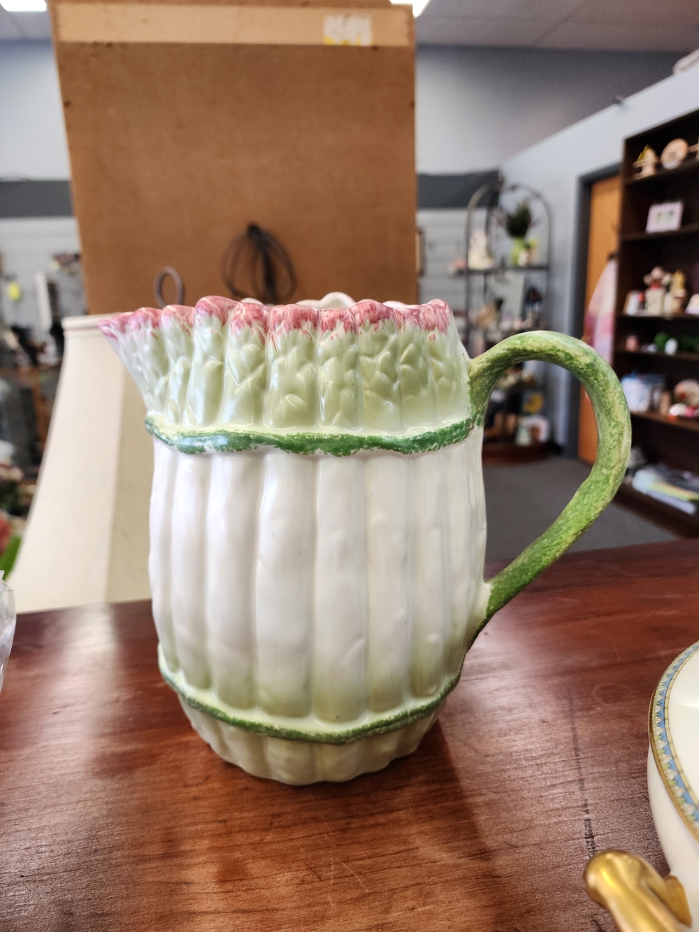 1994 Seymour Mann Hand-Painted Asparagus Ceramic Pitcher